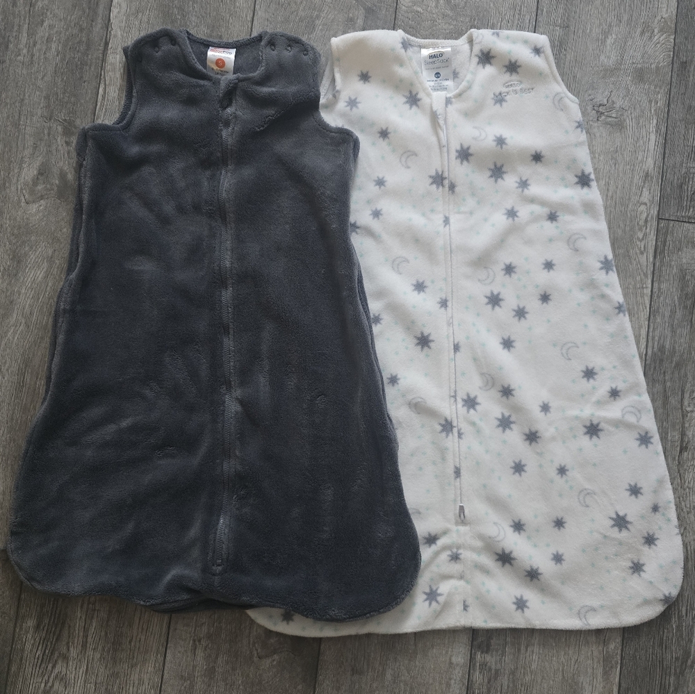 Halo Kids Pajamas Sleep Sacks - Black and White with Stars